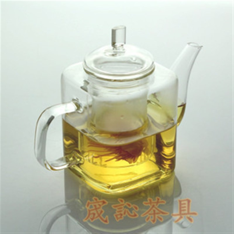 方形耐热玻璃茶壶耐高温玻璃茶壶 带内胆过滤茶壶410ml