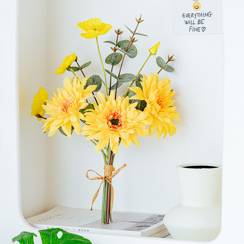 高档假花仿真花摆设花束客厅郁金香向日葵塑料花插花装饰花干花
