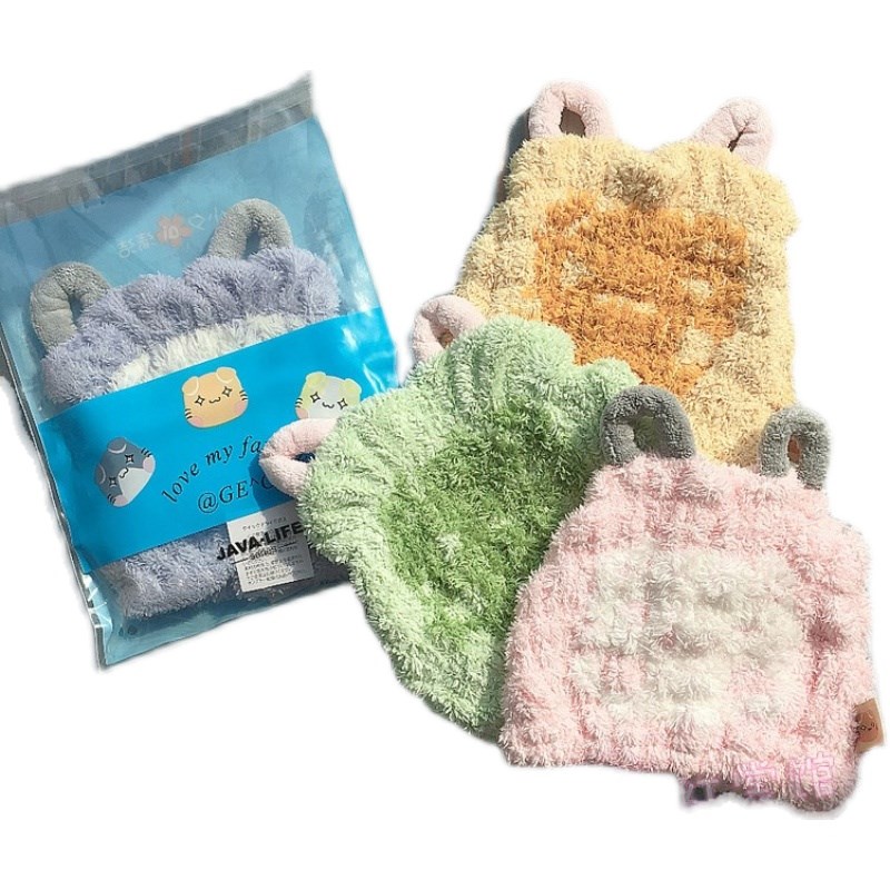 卡通宝宝干发帽超柔吸水可爱 立体提花儿童速干类珊瑚绒头浴帽