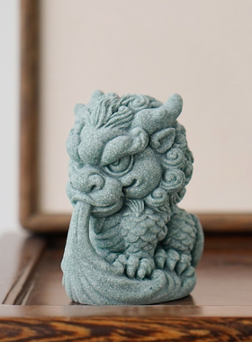 可爱吸水小麒麟招财创意瑞兽茶桌茶玩鱼缸微景观客厅桌面装饰摆件