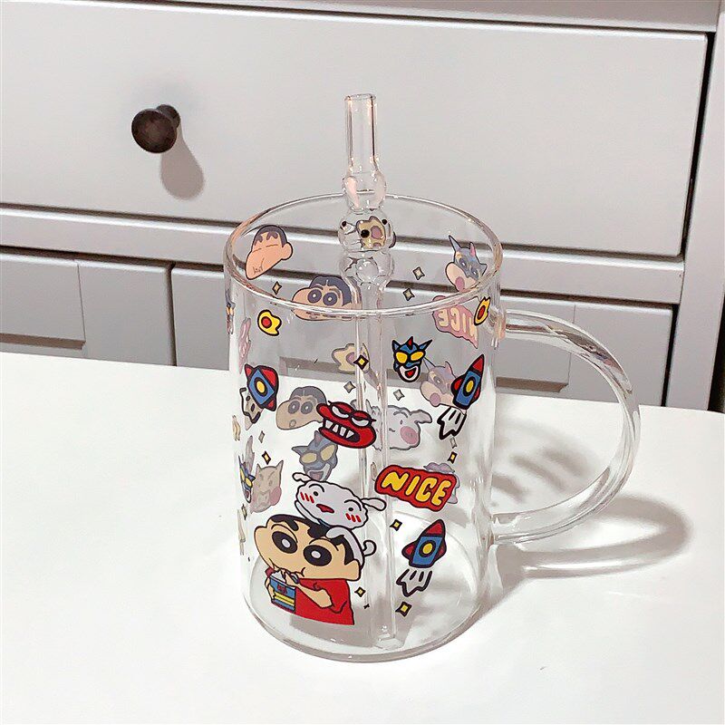 【又又海】可爱卡通大容量玻璃杯 耐热早餐杯果汁杯牛奶杯啤酒杯