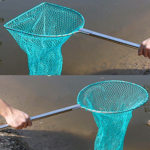 平头单圈抄网头整体不锈钢带杆赶海捞鱼出海抄鱼兜  1CM网眼