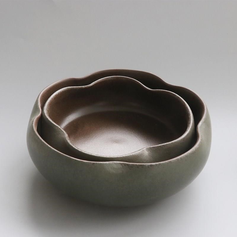 巴西木专用托盘水培器皿水养幸运木底座陶瓷盆花盆托盘高边荷叶盆