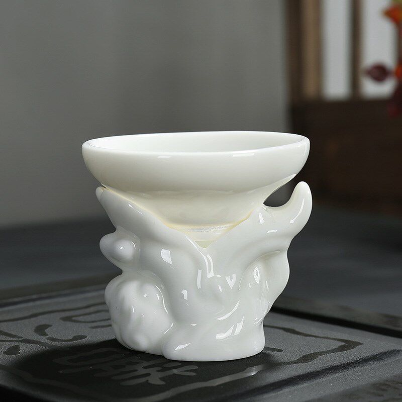 吉祥缘白瓷创意茶漏茶滤茶叶过滤器茶漏滤网滤茶器 功夫茶具配件