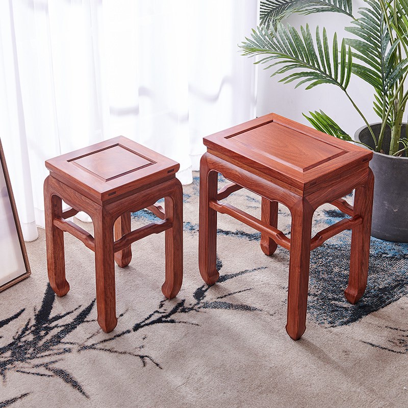刺猬紫檀鼓腿彭牙方凳花梨木高凳红木中式书桌梳妆琴凳实木大凳子