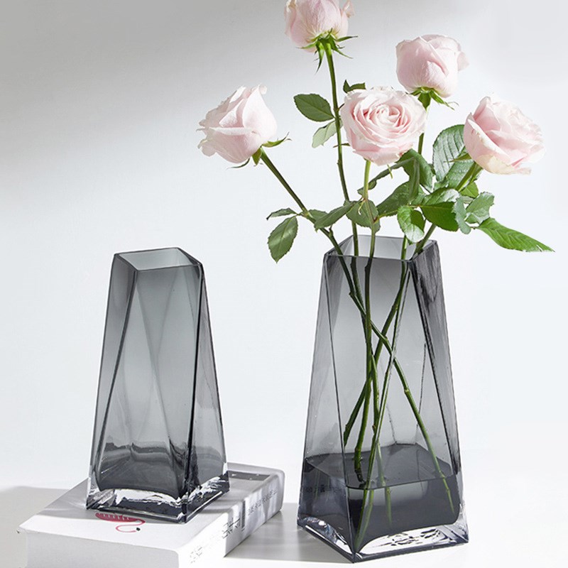 创意立体感玻璃花瓶简约家居摆件水培水养插花容器桌面摆件