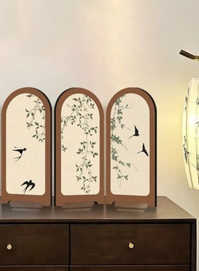 《燕归》中古风花鸟屏风桌面装饰摆件电视柜创意高级感摆画装饰画