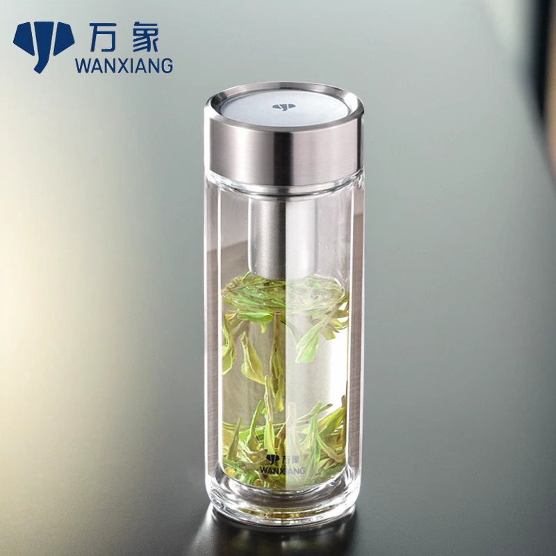 万象单层双层玻璃杯大容量水杯泡茶车载男女商务办公杯V148/U148