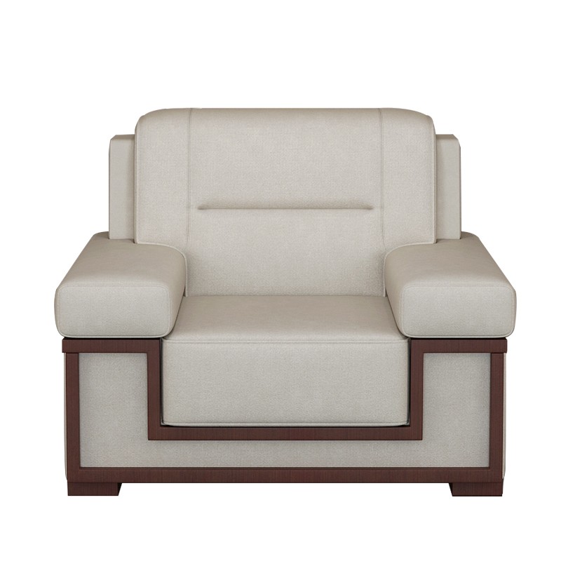 领导贵宾接待室会议沙发茶几办公沙发单人位中式布艺会客沙发