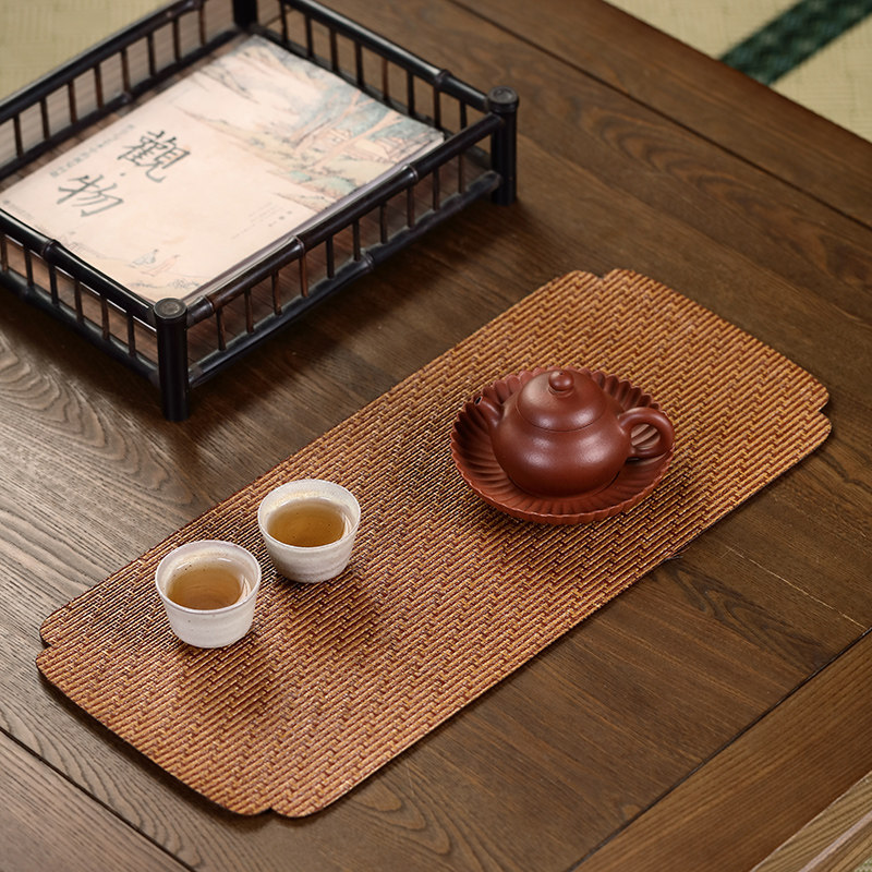 手工竹编茶席韩式竹藤干泡双面竹制茶垫桌旗布艺茶具餐垫茶道配件