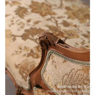 布美式 发乡村妃躺394椅卧室美人榻客厅艺懒人沙太妃椅实木贵妃贵椅