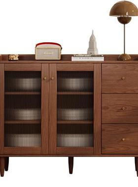 全实木餐边小柜型柜超薄30cm40户cm储橱物LSQ橡胶木餐边柜实木餐