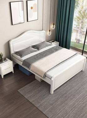 1.5米1双人1米8高脚床.2m人单床高白色M11-BA主卧大Z&纯实木全实