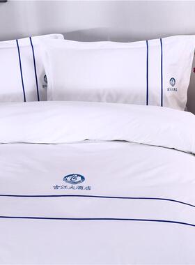 布草主题宾馆贡缎提四件家套镶刺绣6花SJT-0210支80支用床笠款线