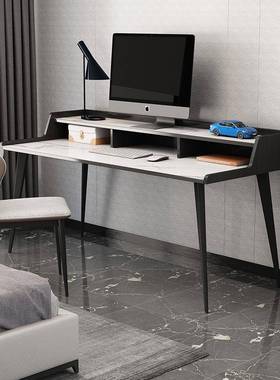 意式电脑台式家桌用书桌书架一体双层电桌脑69147台家用桌学生写