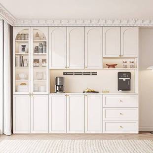 制作法式餐边柜一体靠墙到顶储物柜现代简约客厅茶水柜收纳酒柜