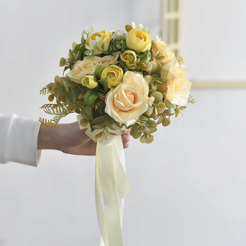 韩式新娘EFZ饰捧花仿真花摆件结束婚领证把手花婚房假花装拍摄道