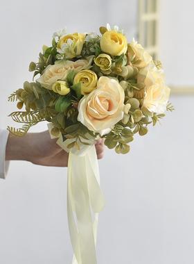 韩式新娘EFZ饰捧花仿真花摆件结束婚领证把手花婚房假花装拍摄道