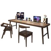 全实木无品牌 办桌子家用电轻公奢书学习工作台长条 双人脑桌台式