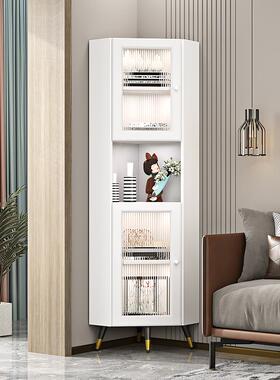 9轻608C客厅家用奢实木态酒板墙角书柜置生物架三角柜收纳柜简约