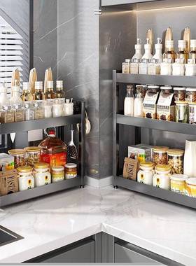 家用纳整理款调料架台面多层油盐酱醋调味品收pxx64469架加厨厚窄