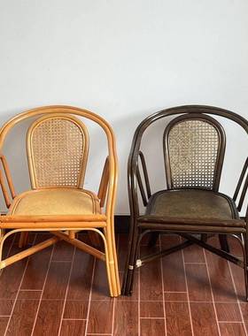 椅子藤椅真藤老人靠背椅天然43192编藤编单人闲老人阳台客厅休家