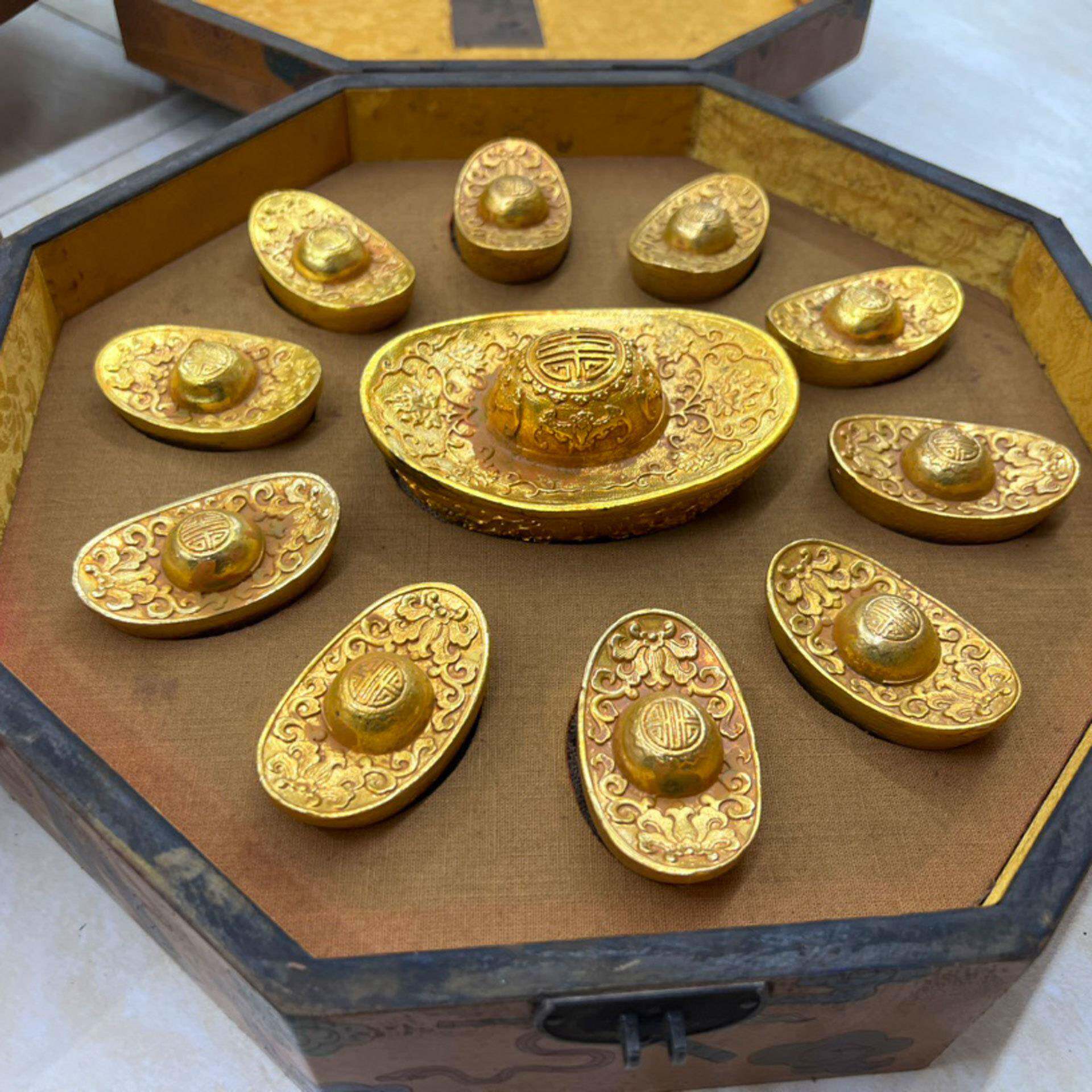 复锌合金元鎏金仿金宝盒装金属工艺品创市集古古玩老物20250816件