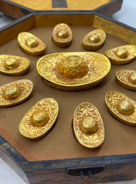 复锌合金元鎏金仿金宝盒装金属工艺品创市集古古玩老物20250816件