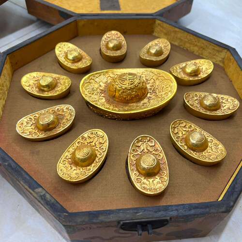 复锌合金元鎏金仿金宝盒装金属工艺品创市集古古玩老物20250816件