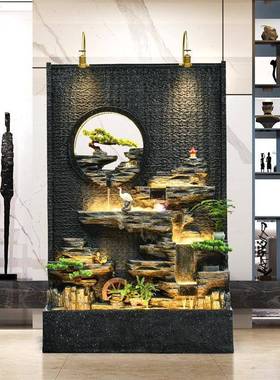 水幕墙流水摆件假山喷泉水客厅内招风财屏风玄室关轮隔断YMN阳台