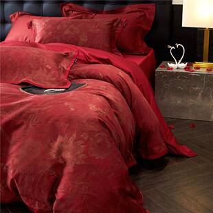 现代风20250141婚庆大红棉码高印花定寝具床品数陪嫁喜庆纯长绒棉