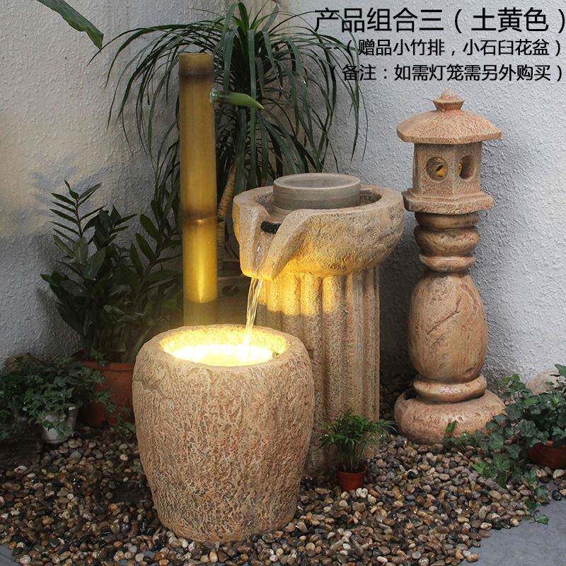 日落式竹水子流水喷泉地摆件客厅鱼池内阳台景观WSN开业室装饰品