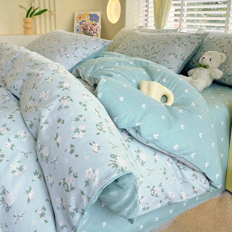 全棉k36893四件套单件纯棉单被斜纹加厚单被罩双人小清新床笠款件