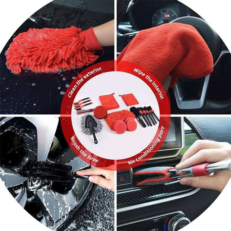 跨热19件套汽车清洁刷钻境电刷打浪海绵洗车手套汽车刷19可啶制卖