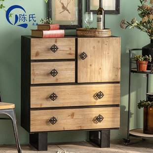 美乡村古斗柜玄关复柜柜网红民式 宿花店收纳柜创意做旧靠墙H2471