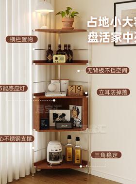 中古转置物架角GNY实木多功展能三角厅示柜客墙角卧室收纳书架
