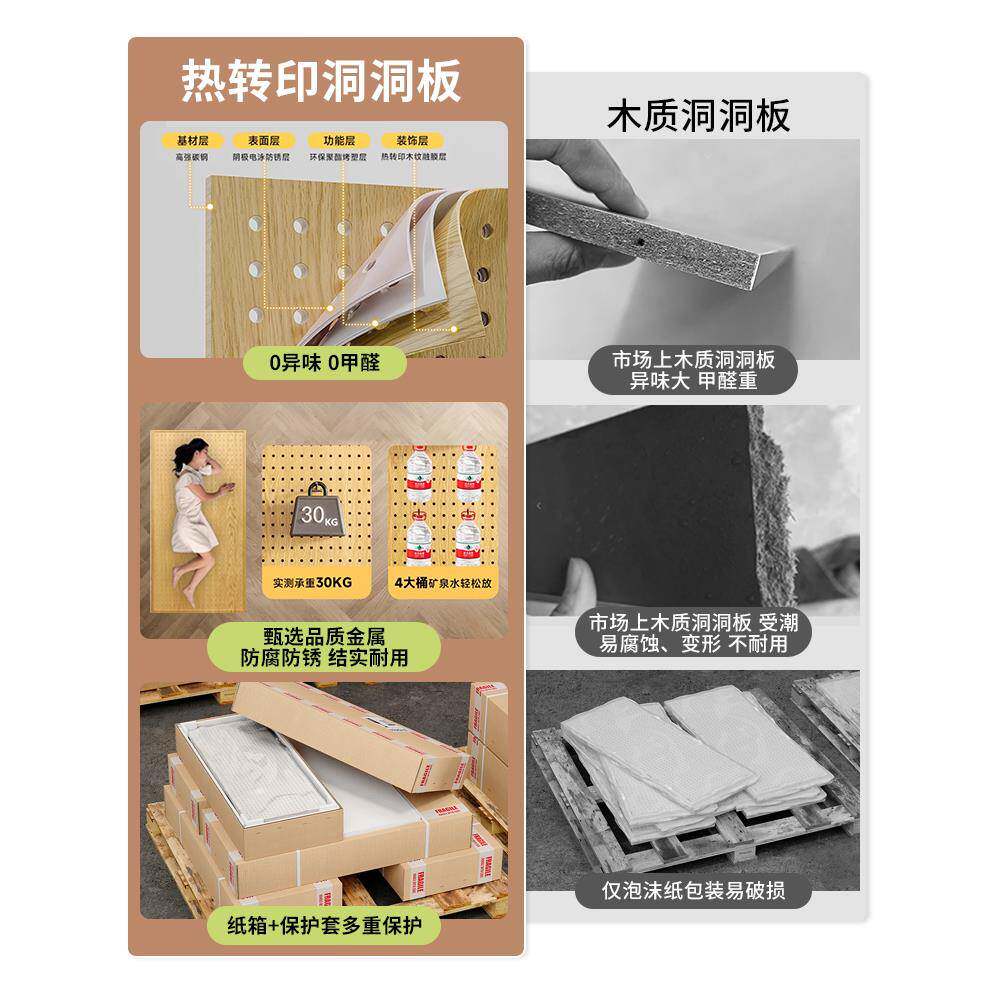 ?实木色金属洞板洞墙上置909-G718物架入户玄造型墙关饰免打装孔
