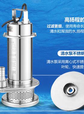 不锈钢潜水泵家用ECP22D0V小型Q4X清泵水1寸高扬程带浮球30抽水泵