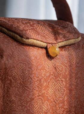 慢蓝香云0000253纱纳如意茶事包手提旅便携茶具收包加加厚棉带隔