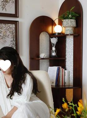 中古风物实木转架角柜客厅发边拐三墙角落置复古书柜房WPI餐边沙