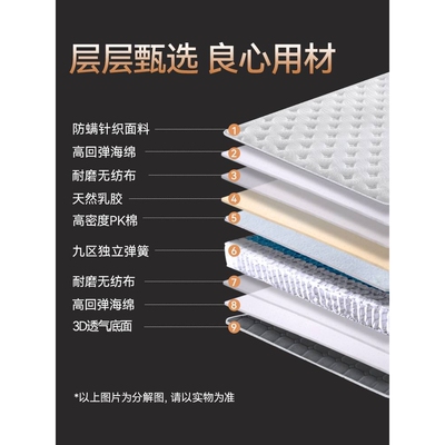 ft床垫2米2.2m米静音弹簧乳胶床垫真空压缩卷包床垫席梦思