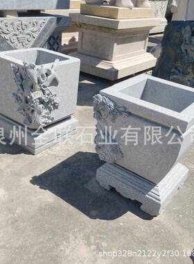 花园庭院莲石雕鱼缸水缸岗雕塑大理石花岩头花缸荷花石ql0103缸石