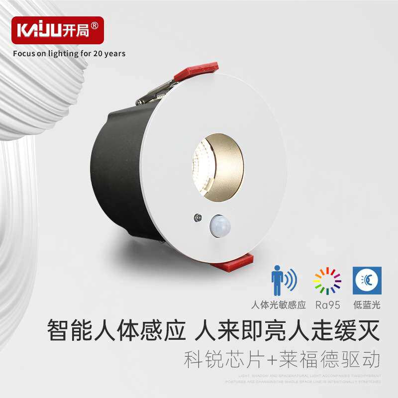 人体感应射灯嵌入式红外光感筒灯楼梯入户过道玄关阳台灯可调光
