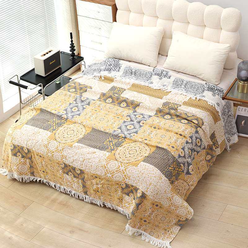 成人毛巾被纯棉纱布盖毯办公室午休毯单人双人毛巾毯柔软亲肤毯子