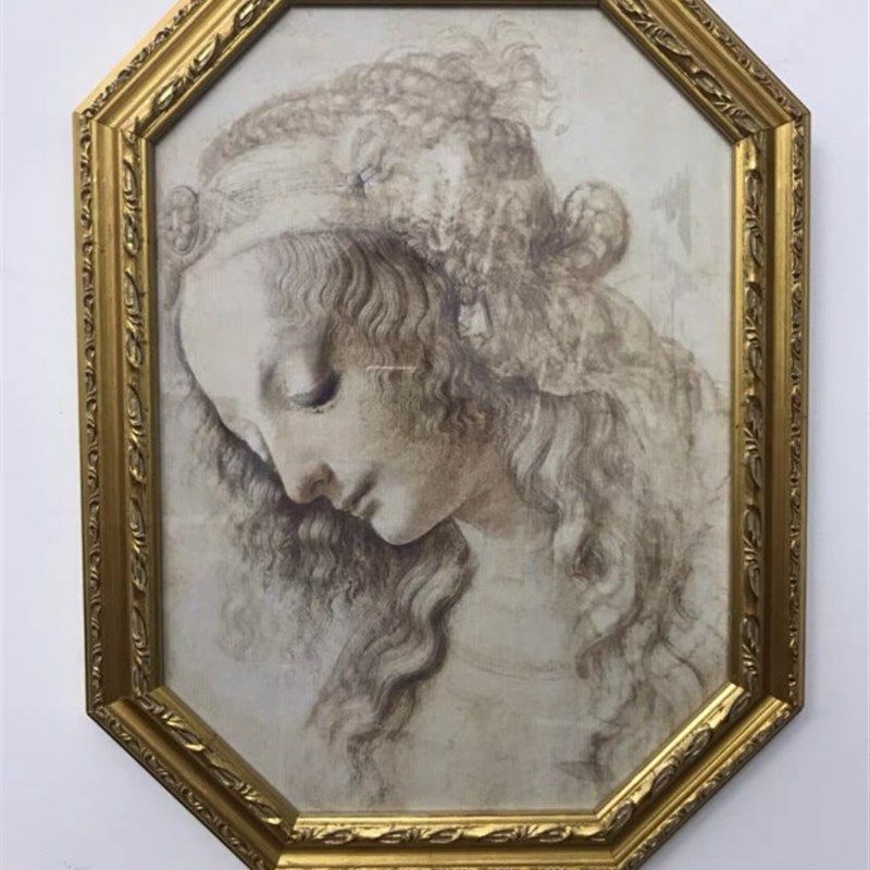 八角油画框外框实木画框相框镜子装裱卡纸布框画布定制画布带框