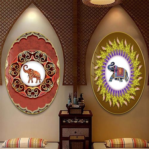 泰式大象装饰画东南亚民族风格挂画民宿餐厅墙面装饰品背景墙壁画