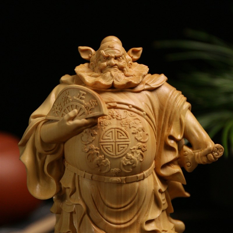 小叶黄杨木雕实木雕刻木质摆件手把件工艺品人物天师钟馗浩然正气