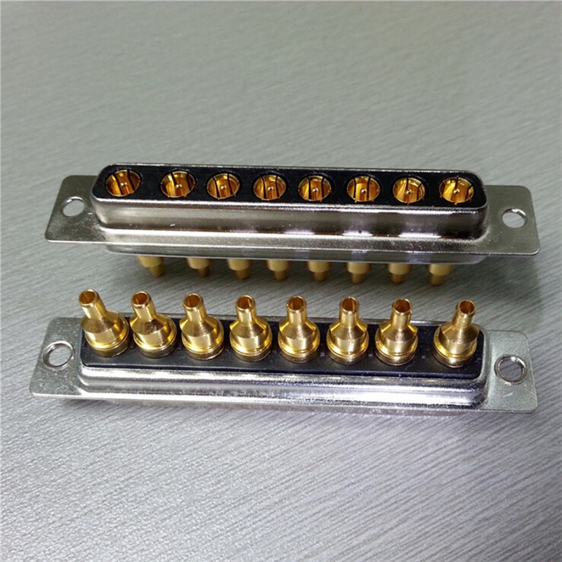 优质射频同轴焊线d-sub8W8母座插头 矩形8芯高频母端子模块连接器