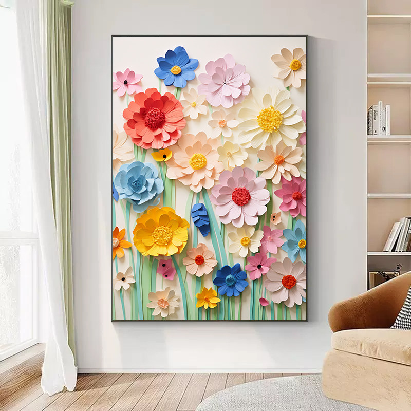 抽象花瓣花朵客厅装饰画3d立体肌理感餐厅玄关卧室摆画墙面壁挂画