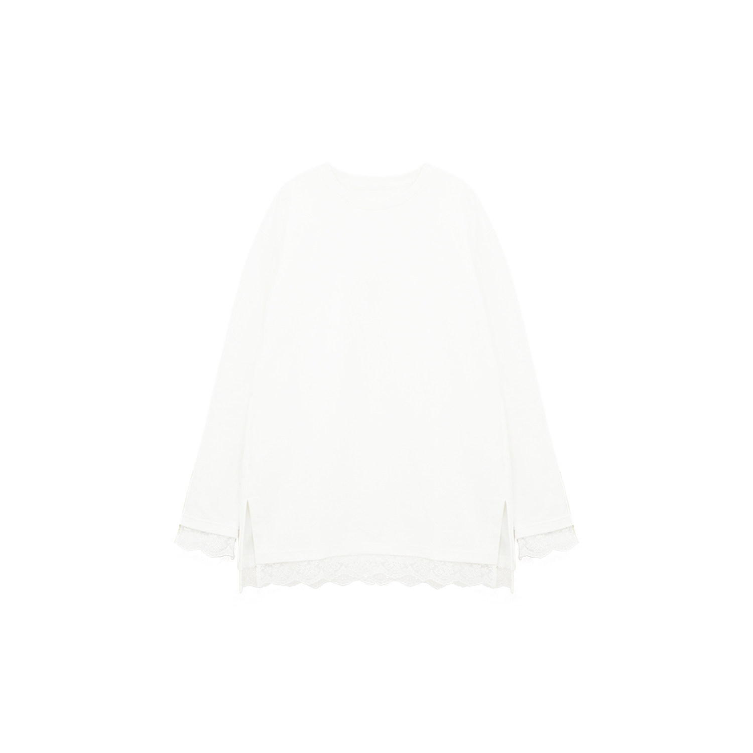 【二米粉丝专享】经典百搭休闲花边长袖T恤1T1610046